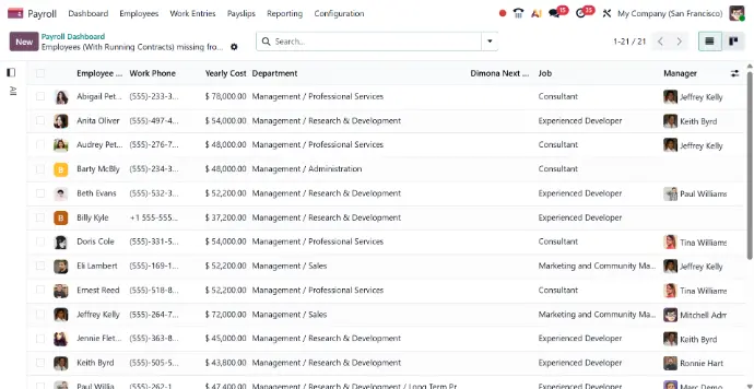 Odoo Payroll for easier salary management and visibility