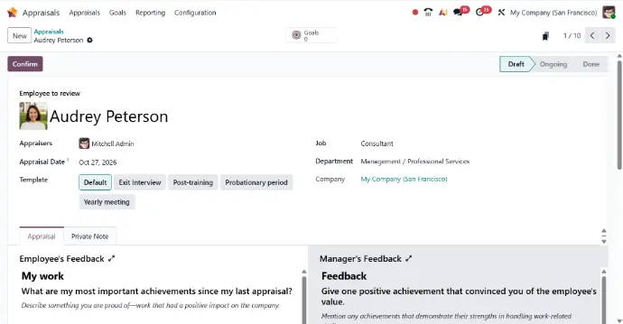 Odoo Appraisals for accurate employee evaluations