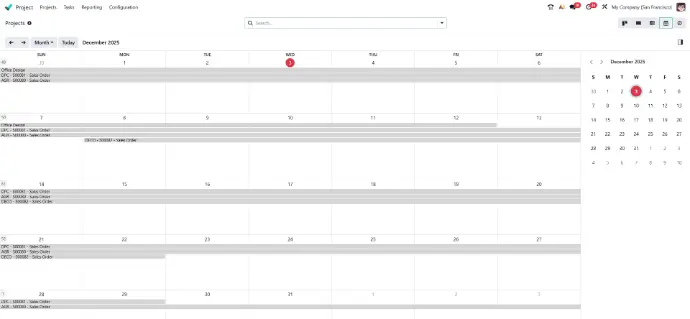 De Kalenderweergave in Odoo