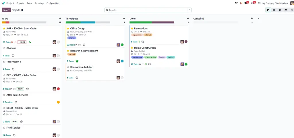 De Kanban-weergave in Odoo