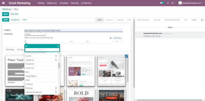 Email marketing in Odoo