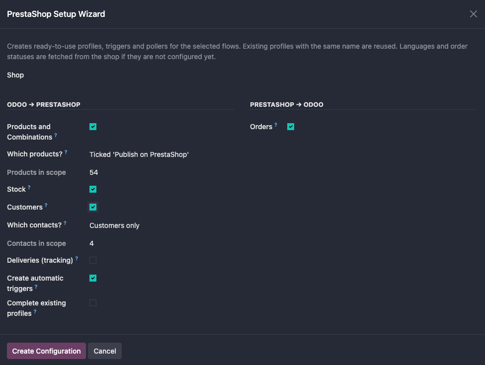 Configuratiewizard: kies uw stromen, alles wordt voor u geconfigureerd