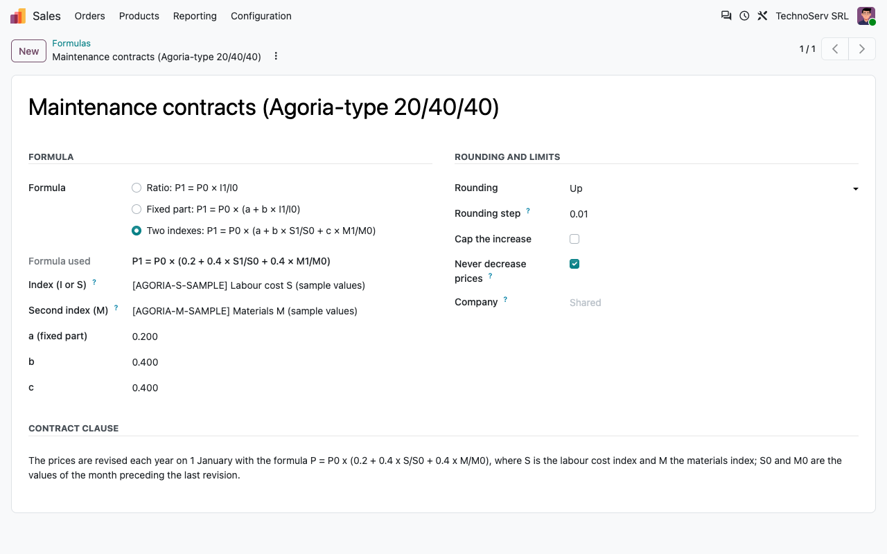 Formule van het type Agoria met twee indexen