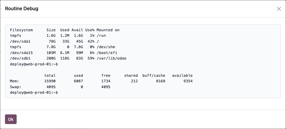 Uitvoer van de routine “Disk &amp; memory check”