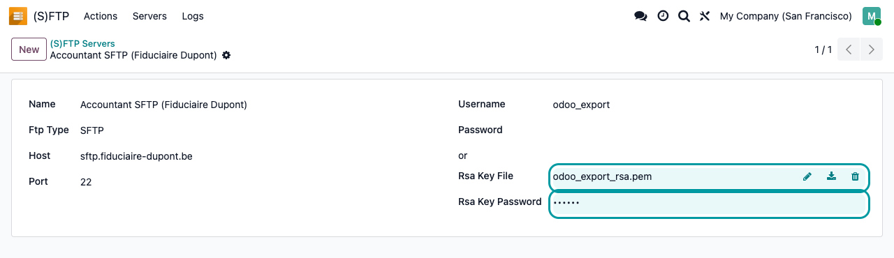 SFTP-server geauthenticeerd met een RSA-sleutel